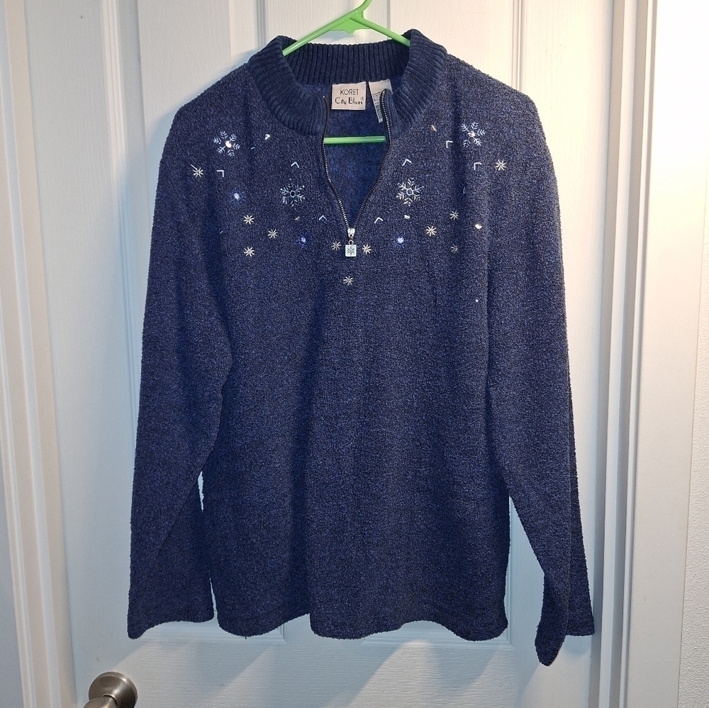 Koret City Blues Snowflake Sweater Large